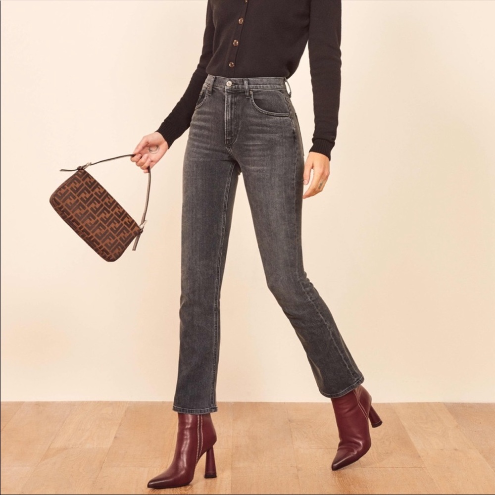 Reformation | Jesse High Crop Boot Jeans Black 26 - Picture 1 of 7